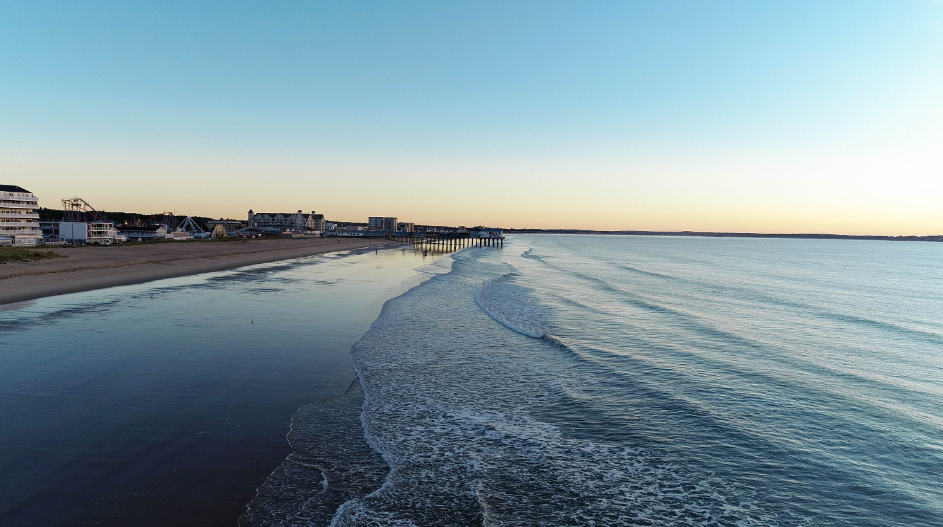 old orchard beach pier and sunrise